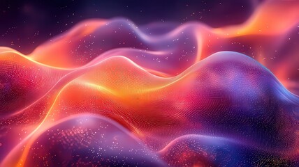 Fototapeta premium Vibrant Abstract Waves: A esmerizing blend of orange purple, and blue hues creting a dynamic, flowing ladscape perfect for modern esign and creative project.
