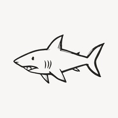 Naklejka premium Simple black-and-white shark illustration.