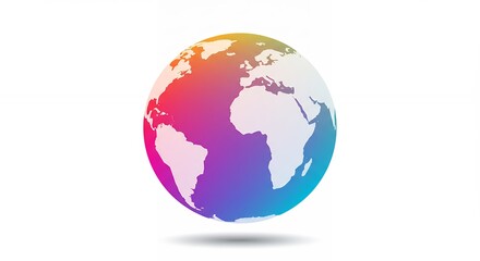 Colorful gradient globe world map graphic