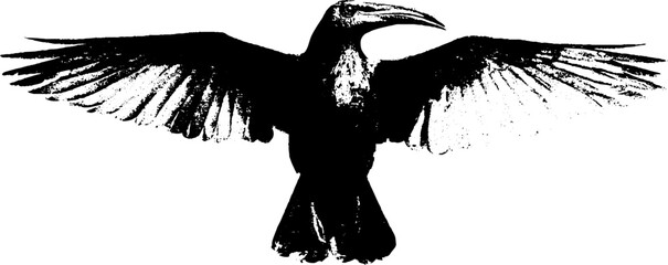 Black and white tengu stencil art set with grunge effects for urban design