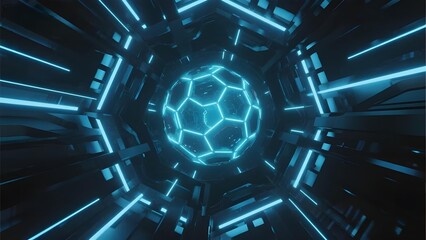 Obraz premium Futuristic Tunnel with Geometric Light Structure