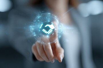 Digital Handshake Technology Partnership Agreement Future Business Connection.
