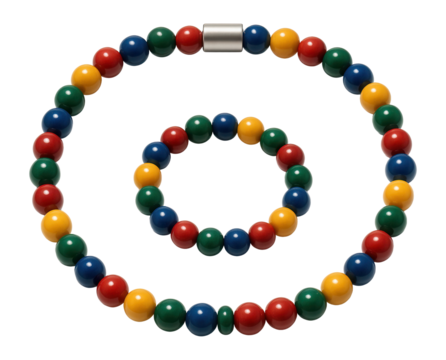 Beaded necklace and matching bracelet set in vibrant multicolors