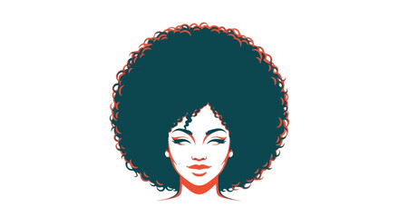 Stylized graphic portrait of a beautiful woman with a large afro hairstyle.