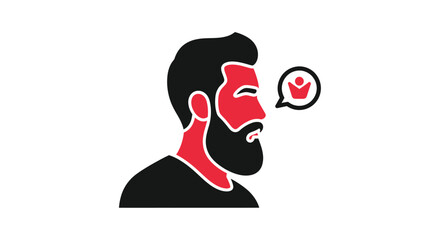 Focused Man with Beard Profile View.