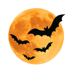 Naklejka premium Bats against full moon. Halloween. Spooky night. Horror. Autumn.