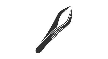 Black Tweezers Close-up Illustration.