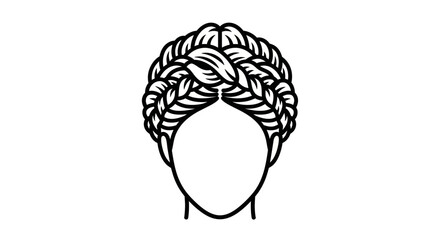 Womans Head with Intricate Braided Hairstyle.