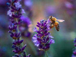 Bee Pollinating Lavender