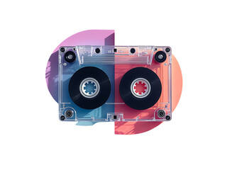 Retro Cassette Tape on Colorful Background Vintage Music, 80s, 90s Nostalgia