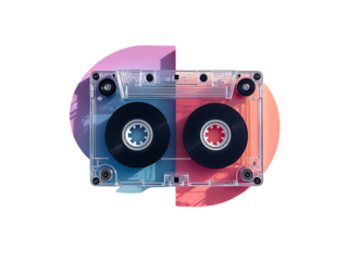Retro Cassette Tape on Colorful Background Vintage Music, 80s, 90s Nostalgia