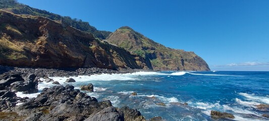 mountain, cliff, nature, outdoor, outside, green, peace, travel, destination, island, mountain, adventure, portugal, madeira island, sea, water, ocean, blue