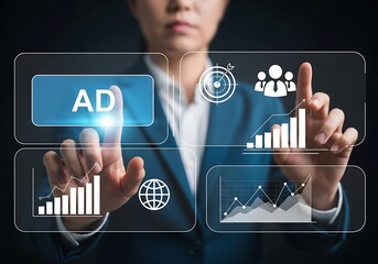 Business analytics interface with digital charts image