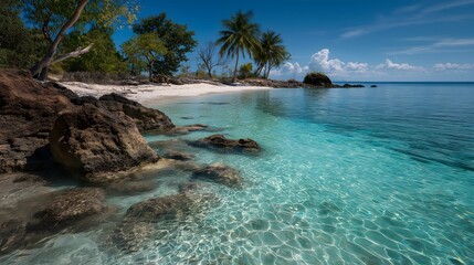 Obraz premium tropical beach with palm trees