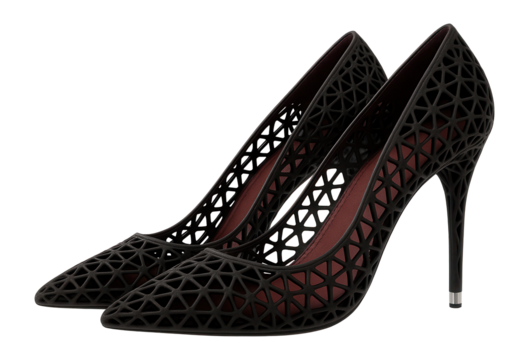 3D-printed lattice design high heels with a pointed toe