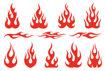Stylized Fire Flames and Tribal Fire Elements Vector Pack