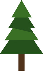 Obraz premium A simple, clean vector illustration of a green evergreen tree with a brown trunk, ideal for winter holiday designs, nature themes, or graphic elements