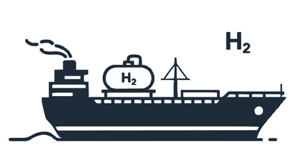 Fototapeta premium See a modern cargo ship transporting hydrogen fuel across the ocean, symbolizing green energy and future clean transportation solutions.