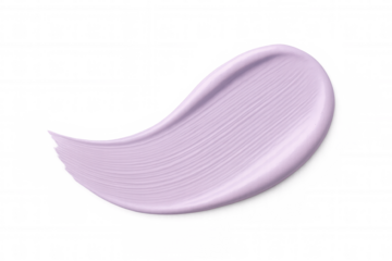 Lavender cosmetic cream smearing across transparent surface, showcasing smooth texture with delicate swirling patterns for skincare design