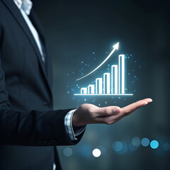 business man holding graph