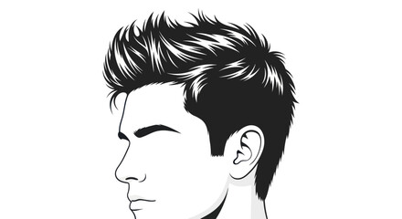 Stylized Man Portrait with Modern Hairstyle Illustration.
