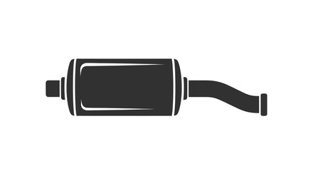 Car Exhaust Pipe or Muffler Silhouette Icon.
