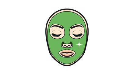 Woman Wearing a Green Face Mask.