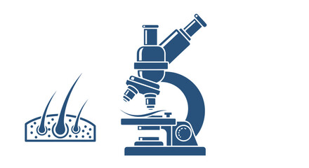 Microscope and Hair Follicles: Scientific Analysis Illustration.