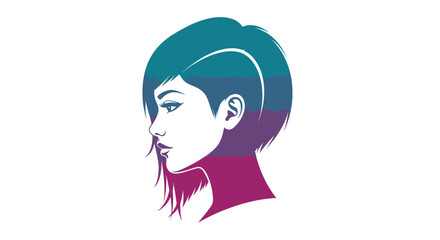 Stylish Woman Profile: Teal and Purple Hair Graphic.