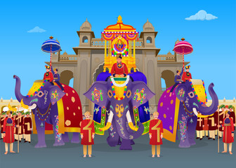 Mysore Dasara Elephant in Front of Palace