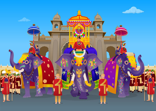 Mysore Dasara Elephant in Front of Palace