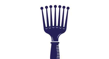 Dark Blue Detangling Hairbrush on White Background.
