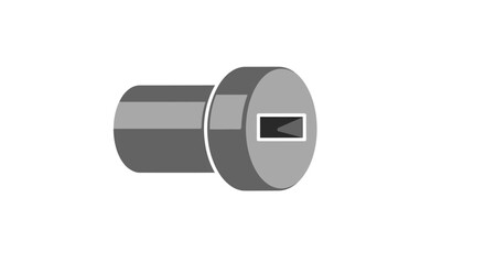 Grey cylinder with rectangular slot symbolizing security and access.