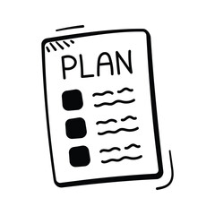 Business plan document icon for finance strategy, management, success.