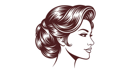 Elegant woman profile with classic updo hairstyle illustration.