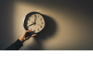 Time is of the Essence Hand Holding Clock Against Wall