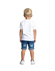 back view of a young boy isolated on a transparent background