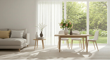 Serene Interior Harmonious Blend of Natural Light and Elegant Comfort