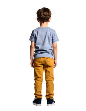 back view of a young boy isolated on a transparent background