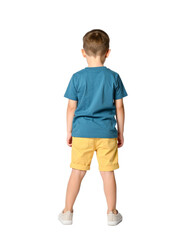 Fototapeta premium back view of a young boy isolated on a transparent background