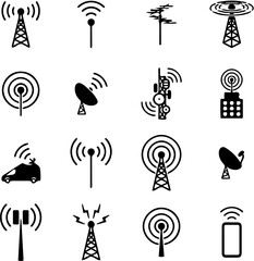 Essential communication and network icon set showcasing connection and modern technology design elements