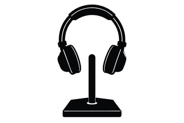 headset stand silhouette vector art icon