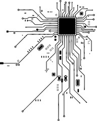 Modern circuit board design for tech innovation, electronic engineering projects and futuristic technology layouts