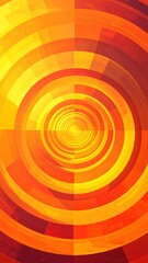 A vibrant, concentric pattern of warm orange and red hues creates a dynamic visual effect.