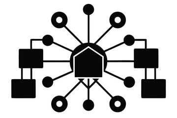 network hub silhouette vector art icon