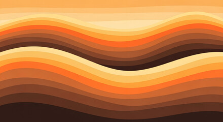 A retro abstract background with flowing wavy lines in an earthy color palette