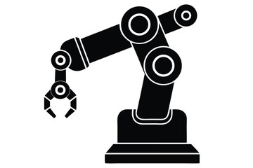 robot arm silhouette vector art icon