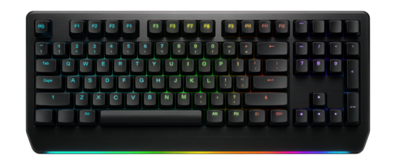 RGB mechanical keyboard with macro keys and programmable lighting zones for gaming