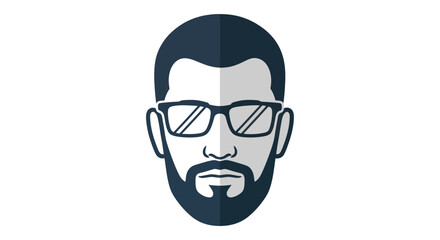 Modern Man Face With Glasses And Beard Graphic Illustration.