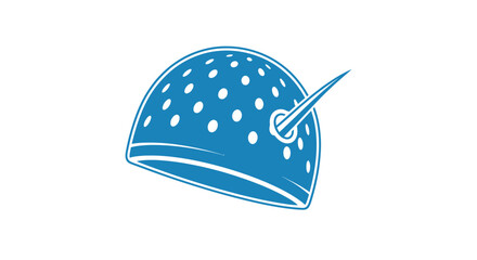 Blue Sea Urchin Shell with Spikes Vector Illustration.